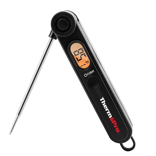 ThermoPro Digital Meat Thermometer with Temperature Indicator, Instant Read Food Thermometer with Probe and Backlight for Oil Deep Fry Smoker BBQ Grill Kitchen Candy