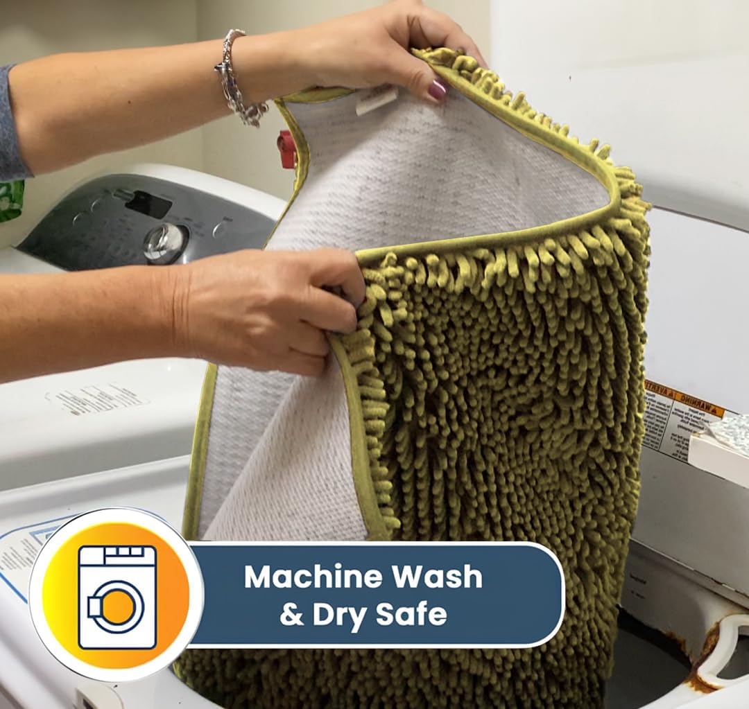 Muddy Mat® Original Dog Door Mat for Muddy Paws, Super Absorbent Microfiber, Non-Slip Washable Pet Rug, Quick Dry Chenille Entryway Carpet, Machine Washable Indoor Outdoor mat, Yellow 24"x60"