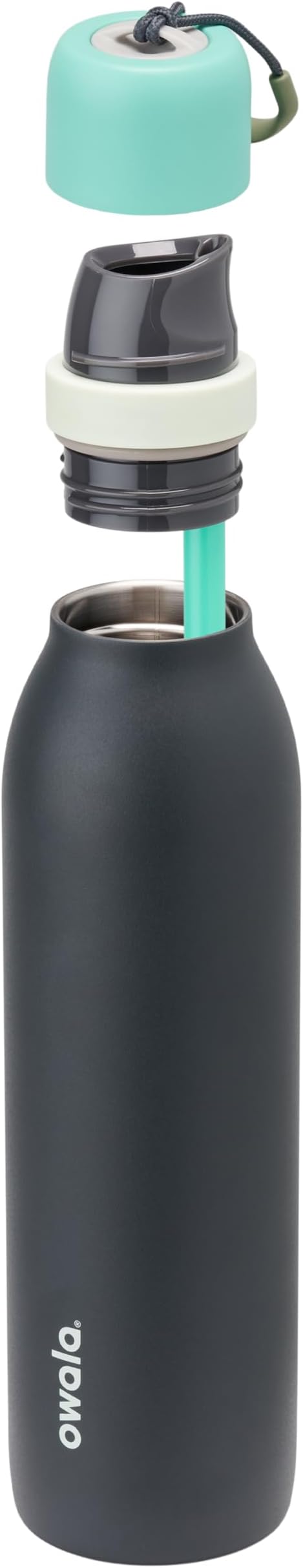 Owala FreeSip Twist Insulated Stainless Steel Water Bottle with Straw for Sports and Travel, BPA-Free, 24-oz, Blue/Grey (Foggy Tide)