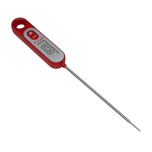 Escali Long Stem Digital Thermometer for Meat, Frying, Cooking, Candy and Kitchen Use, Extra Long 5.6-Inch Probe, Red