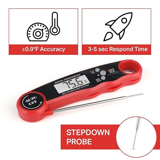 Meat Thermometer Digital, Instant Read Food Thermometer for Cooking, Grilling and Air Fryer, Kitchen Gadgets and BBQ Accessories, Digital Probe Thermometer for Grill, Griddle and More