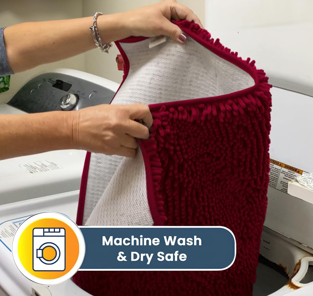 Muddy Mat® Original Dog Door Mat for Muddy Paws, Super Absorbent Microfiber, Non-Slip Washable Pet Rug, Quick Dry Chenille Entryway Carpet, Machine Washable Indoor Outdoor mat, Maroon 19"x30"