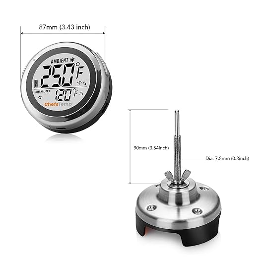 ProTemp S1 Patented Smart Grill Gauge Thermometer Hub Wi-Fi and Bluetooth for Weber Kamado Joe Grills Smoker Offset Replacement Accessories (Universal Version 3.5"length 0.3"Dia not for Big Green Egg)