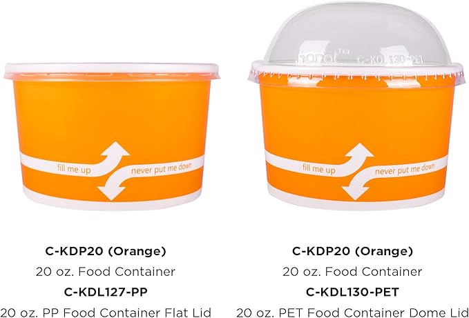 Karat [20oz - 600 ct] Paper Ice Cream Cups & Soup Bowls for Hot/ Cold Food - Ideal for Soup, Ice Cream, Gelato, Yogurt and Snacks - Orange