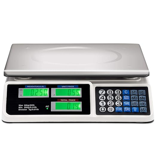 Safstar Electronic Price Computing Scale LCD Digital Commercial Food Meat Weighting Scale 66 Ib Capacity