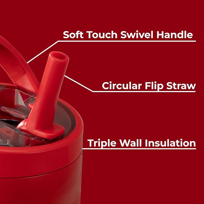 HydroJug Sport - Stainless Steel Tumbler with Straw, Vacuum Insulated, 40oz Leakproof Water Bottle, Ergonomic Design, Reusable, Dishwasher Safe, Rubber Base, Durable for Gym or Outdoors, Alumni Red