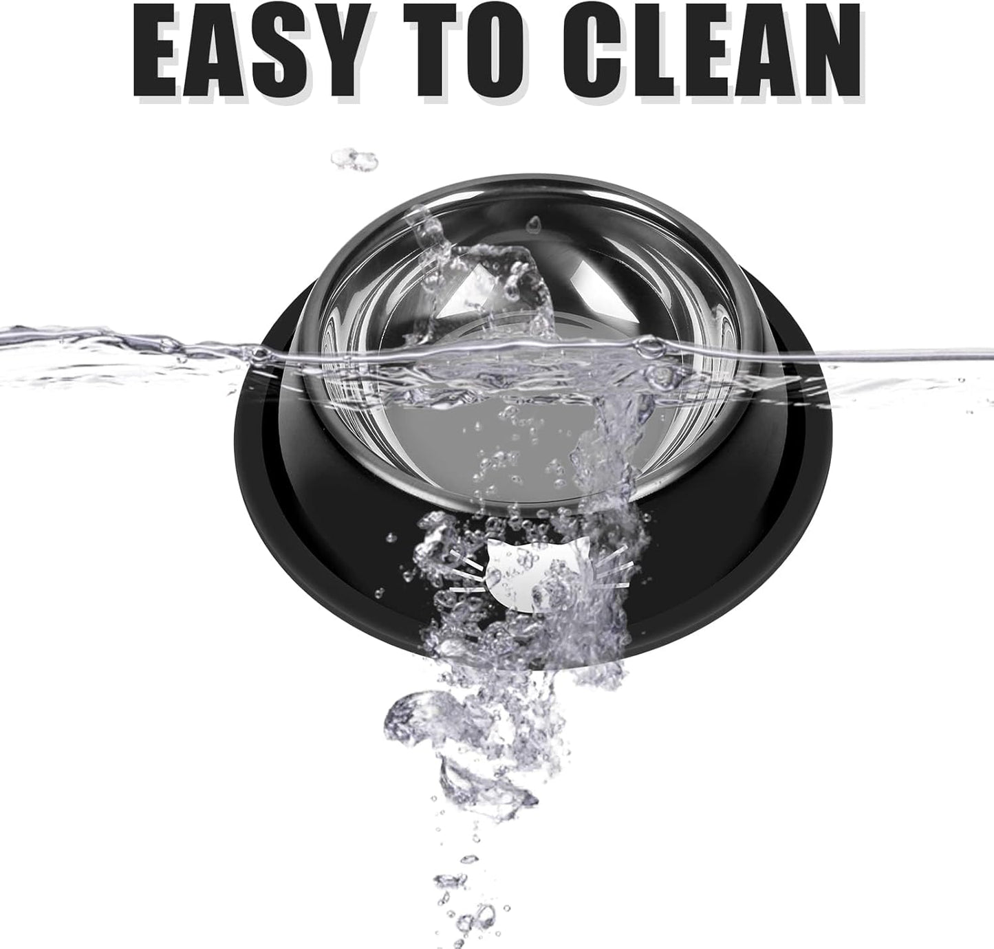 2 Pcs Non-Slip Stainless Steel Small Cat Food Bowls - Unbreakable, 13 Oz, Suitable for Indoor Small Pets - Removable Rubber Base, Easily Clean, Lovely Color