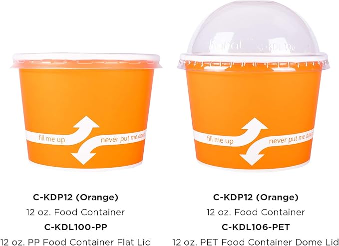 Karat [12oz - 1000 ct] Paper Ice Cream Cups & Soup Bowls for Hot/ Cold Food - Ideal for Soup, Ice Cream, Gelato, Yogurt and Snacks - Orange