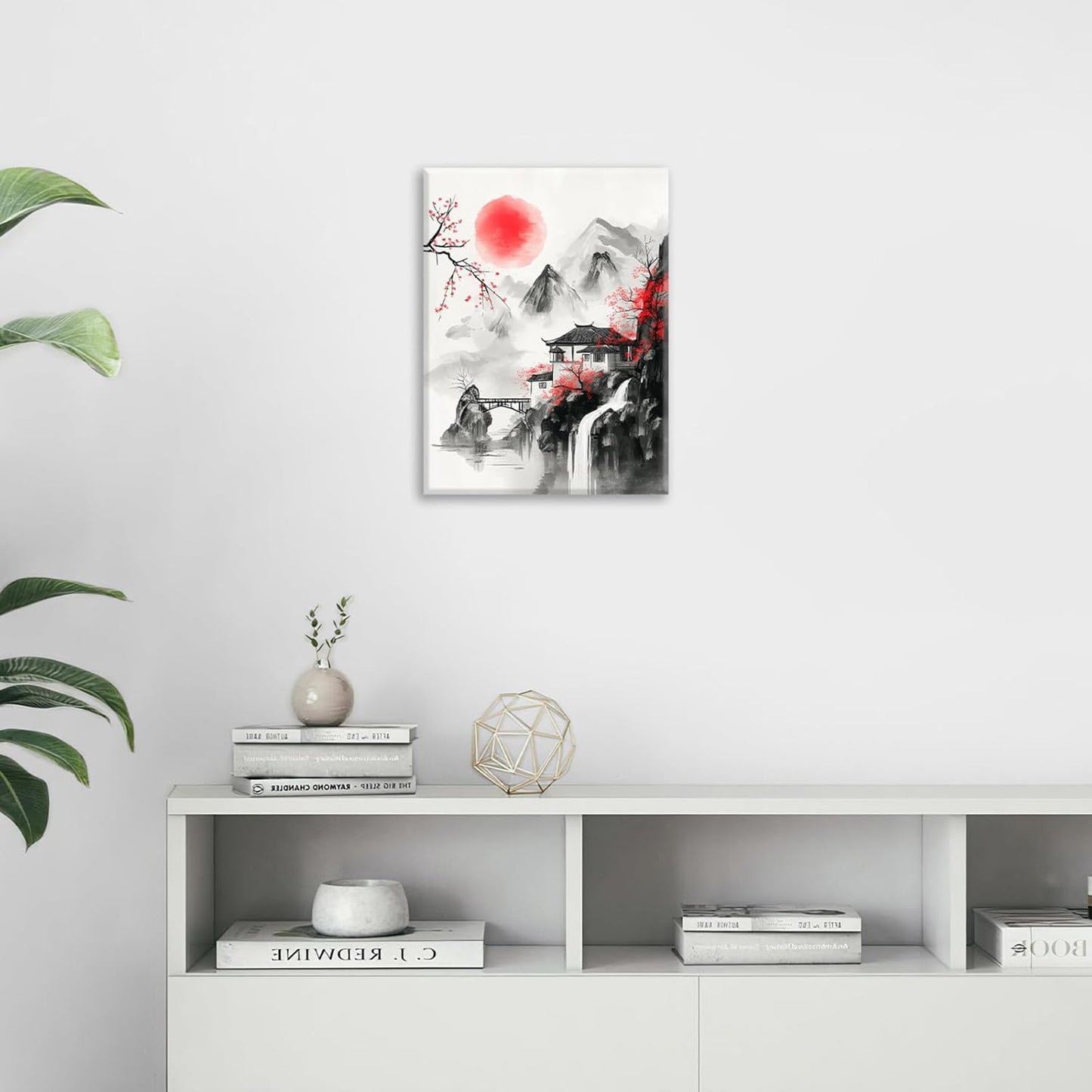 Japanese Wall Art Canvas Asian Nature Wall Decor Prints Framed Painting Mountain Landscape Pictures Gifts Artwork for Bathroom 16"x20"