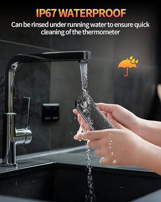 2026 Upgrade Meat Thermometer Digital for Cooking, 0.5s Instant Read Food Thermometer, ±0.5 ℉ Accuracy Kitchen Thermometer, Large LED Display, IP67 Waterproof for Grill, BBQ, Oven, Brewing, Baking