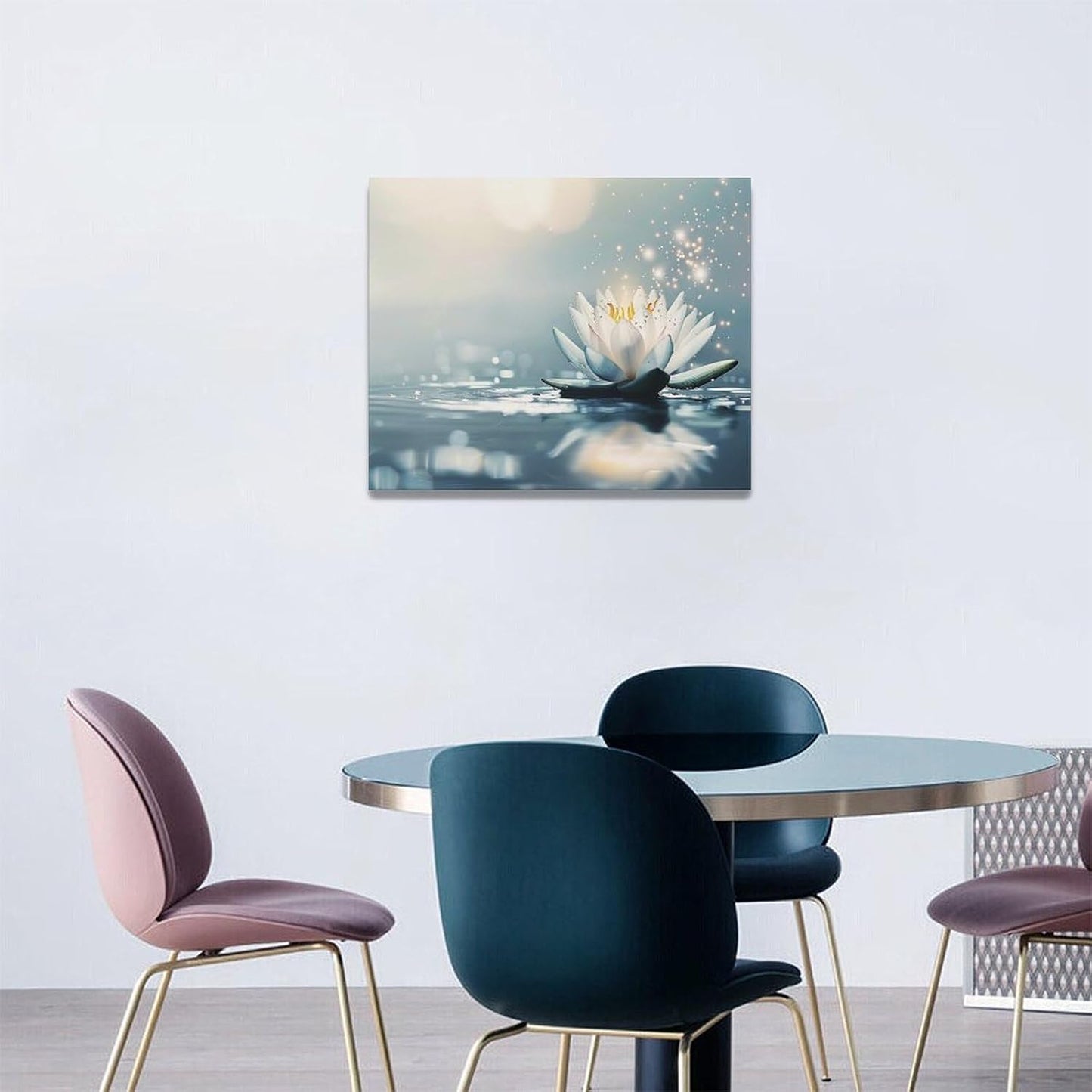 Bathroom Lotus Wall Art Floral Pictures Zen Meditation Wall Decor Yoga Spa Spiritual Canvas Print Painting Artwork for Bathroom Restroom Living Room Bedroom 16"x20"