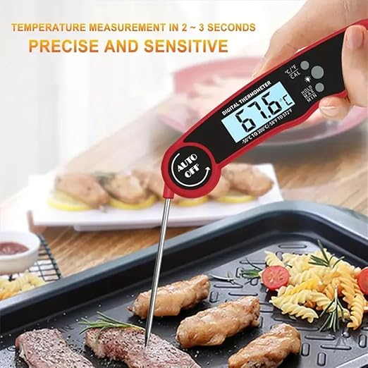 Digital Meat Thermometer | Instant Read, Waterproof | Magnetic Probe, Backlit Display | for Grill, BBQ, Cooking, Steak, Chicken, Burgers