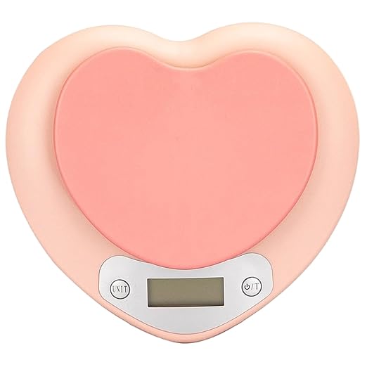 Food Scale, Cooking Scale, Large LCD Heart Shaped Food Weighs from 0.05oz Up to 11lb Battery Powered/Rechargeable for, Baking, Cooking