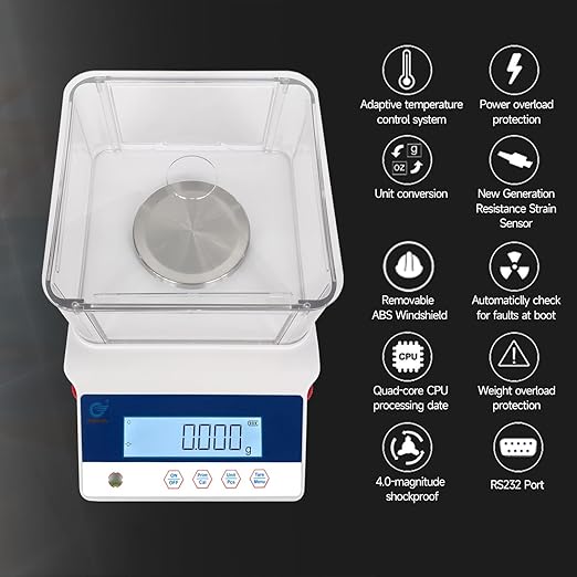 Lab Scale 300g X 0.001g High Precision Electronic Analytical Balance .001 Gram Accuracy Laboratory Lab Precision Scale Digital Kitchen Balance Scale Jewelry Scale Scientific Scales with RS232
