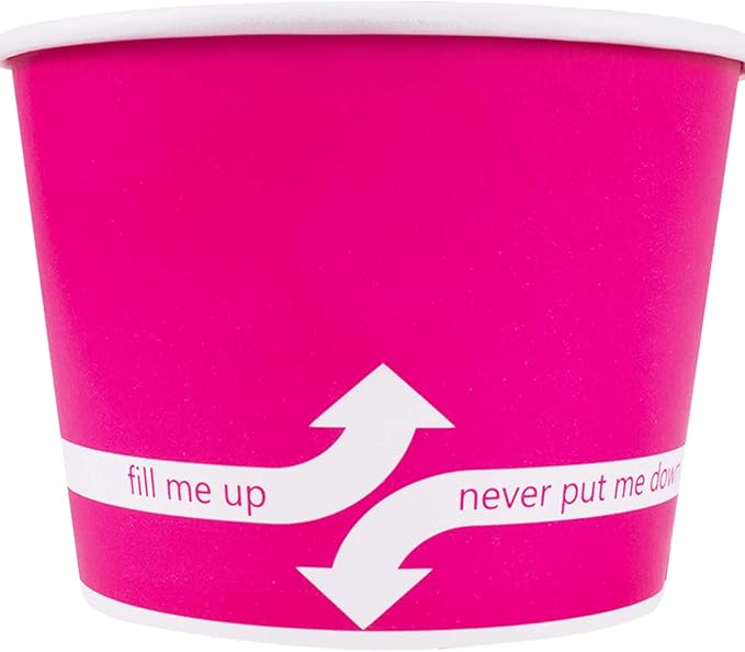 Karat [12oz - 1000 ct] Paper Ice Cream Cups & Soup Bowls for Hot/ Cold Food - Ideal for Soup, Ice Cream, Gelato, Yogurt and Snacks - Pink