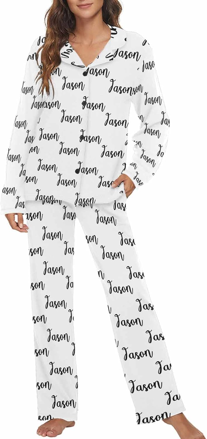 MyPupSocks Custom Face Pajamas for Women Set, Personalized Photo Long Sleepwear XS-XXL