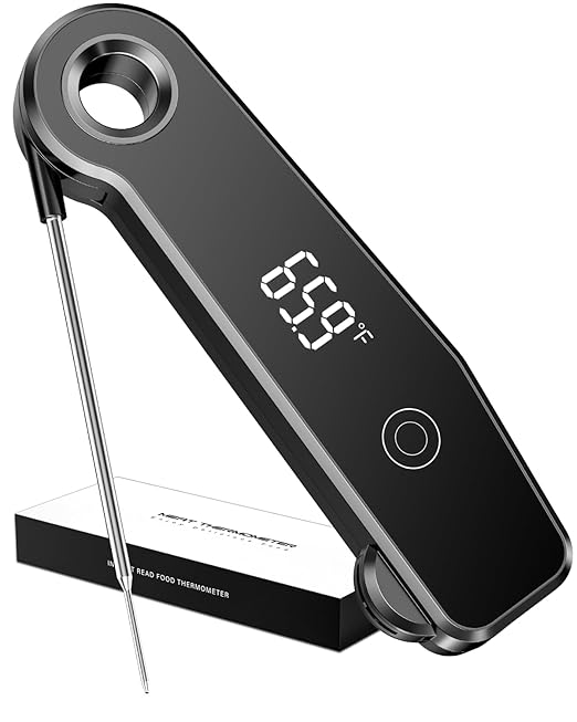 2026 Upgrade Meat Thermometer Digital for Cooking, 0.5s Instant Read Food Thermometer, ±0.5 ℉ Accuracy Kitchen Thermometer, Large LED Display, IP67 Waterproof for Grill, BBQ, Oven, Brewing, Baking