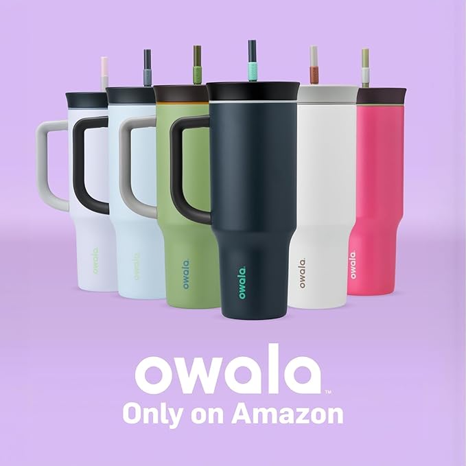 Owala Stainless Steel Triple Layer Insulated Travel Tumbler with Spill Resistant Lid, Straw, and Carry Handle, BPA Free, 40 oz, Light Purple (Whimsical Daydream) (Pack of 6)