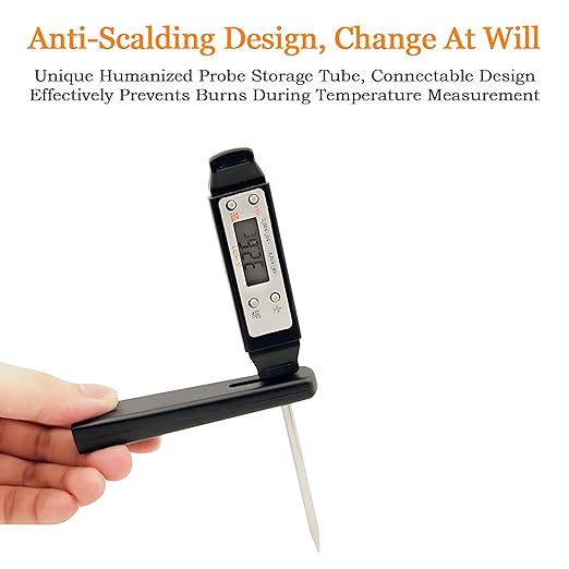 Meat Thermometer - Digital Food Thermometer for Cooking Kitchen - Automatic Calibration Pen Style Electronic Pocket Thermometer for Water Temperature, Barbecue (Black)