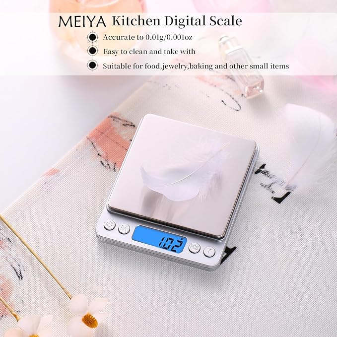 Digital Gram Scale 1000g/0.01g, Scale for Food Ounces and Grams, Upgrade USB Charging Kitchen Scale Digital Weight for Cooking, Baking, Tare Function, 9 Units, 2 Tray