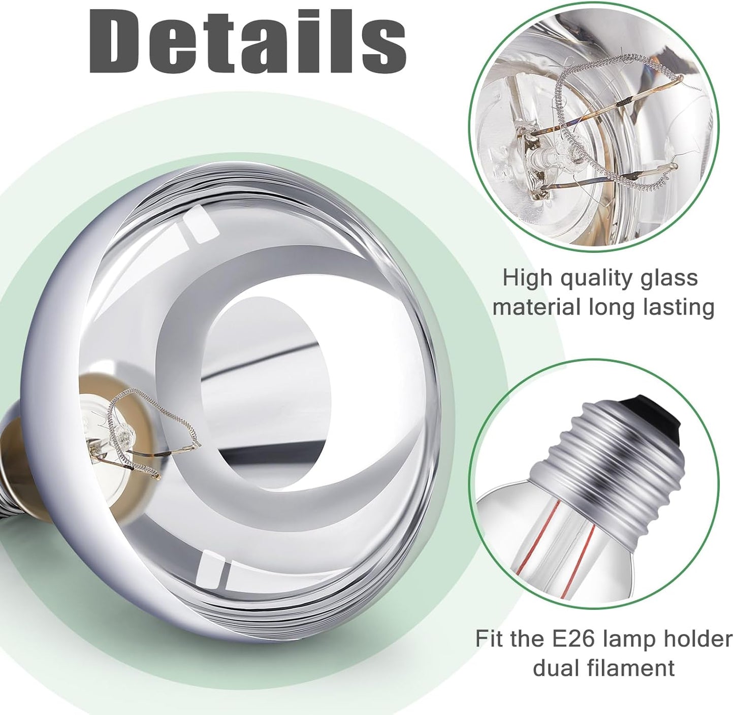 VIHOSE 10 Pack 250 Watt Heat Lamp 120v R40 Heat Lamp Bulbs Glass Incandescent Light Bulbs Incandescent Heating Lightbulbs for Reptiles Chicks Food Puppies Bathroom, Use E26 Base (Silver)