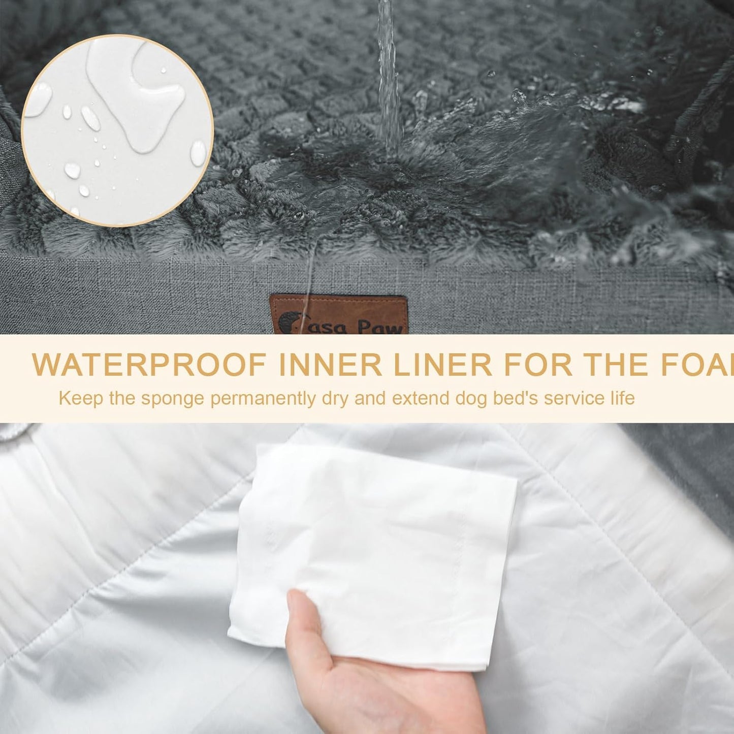 Orthopedic Waterproof Dog Bed for Extra Large Dogs, Memory Foam XL Dog Bed with Sides, Egg-Crate Foam and Non-Slip Bottom Jumbo Dogs Couch Beds with Washable Removable Cover(Jumbo,Grey)