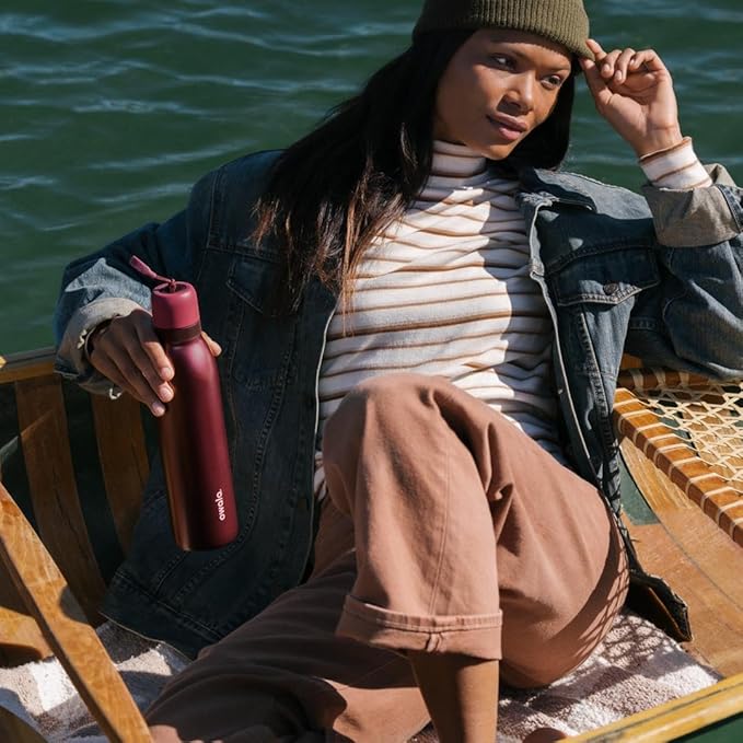 Owala FreeSip Twist Insulated Stainless Steel Water Bottle with Straw for Sports and Travel, BPA-Free, 24-oz, Black Cherry