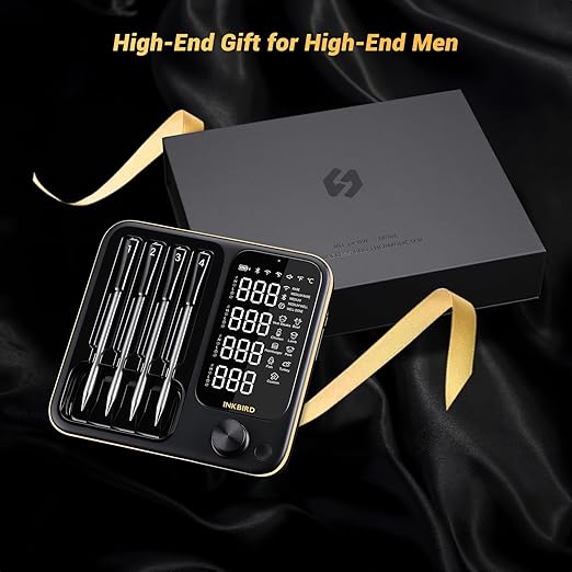 Wireless Meat Thermometer with 4 Probes, INKBIRD WiFi Meat Thermometer Digital Wireless for Rotisserie Grill Oven,Unlimited Range Dishwasher Waterproof Bluetooth Thermometer for iOS & Android