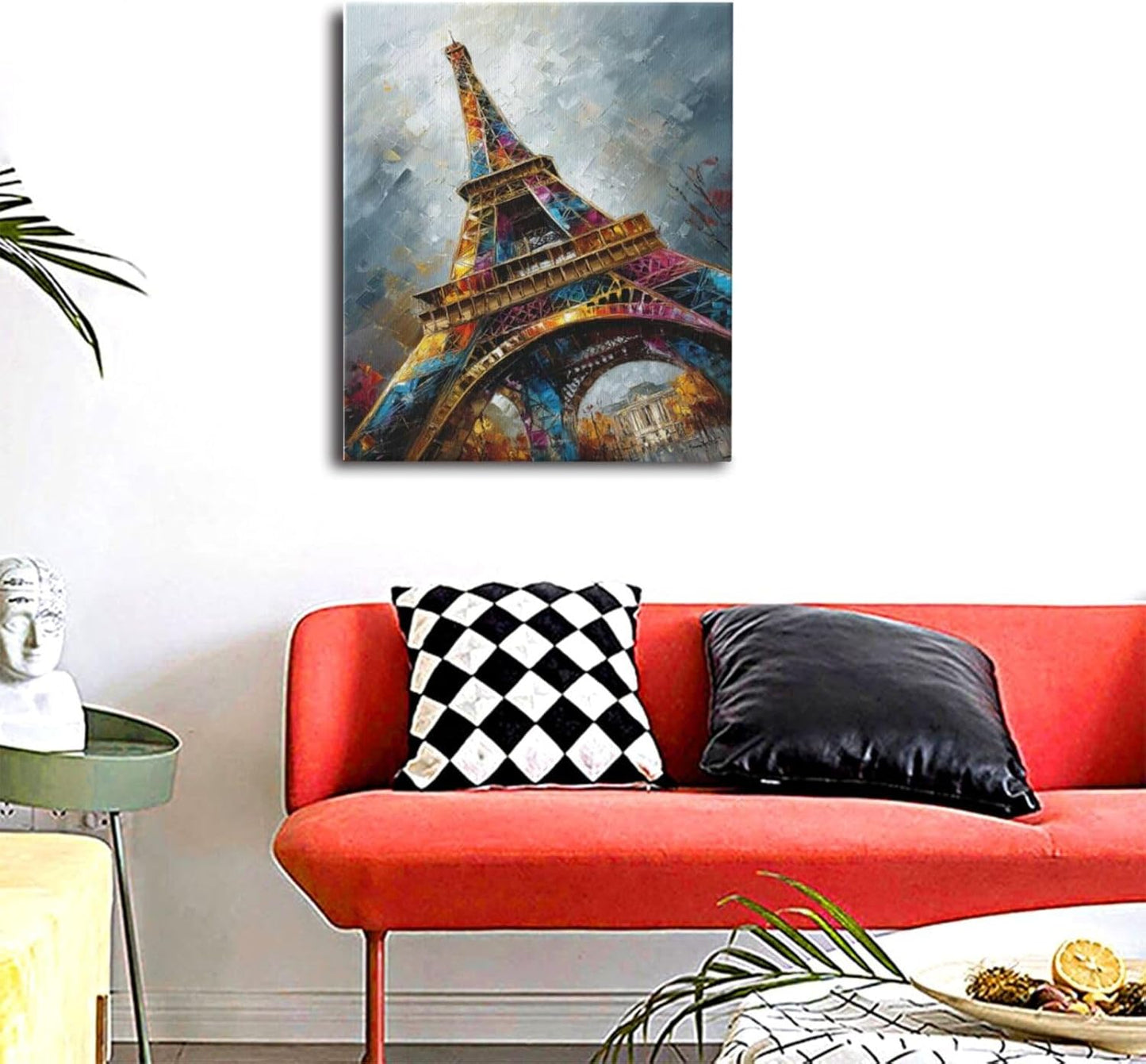 Paris Eiffel Tower Wall Art Paris Architecture Canvas Wall Decor Europe City Eiffel Tower Pictures Painting Print Artwork Framed Decorations Gifts for Living Room Bedroom Office 20"x24"