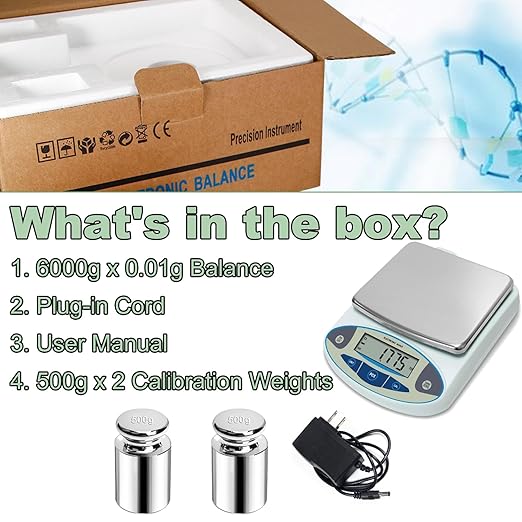 Lab Scale 6000g x 0.01g Accuracy 0.01 High Precision Electronic Analytical Balance Laboratory Precision Scale Digital Kitchen Balance Scale Jewelry Scale Scientific Scale
