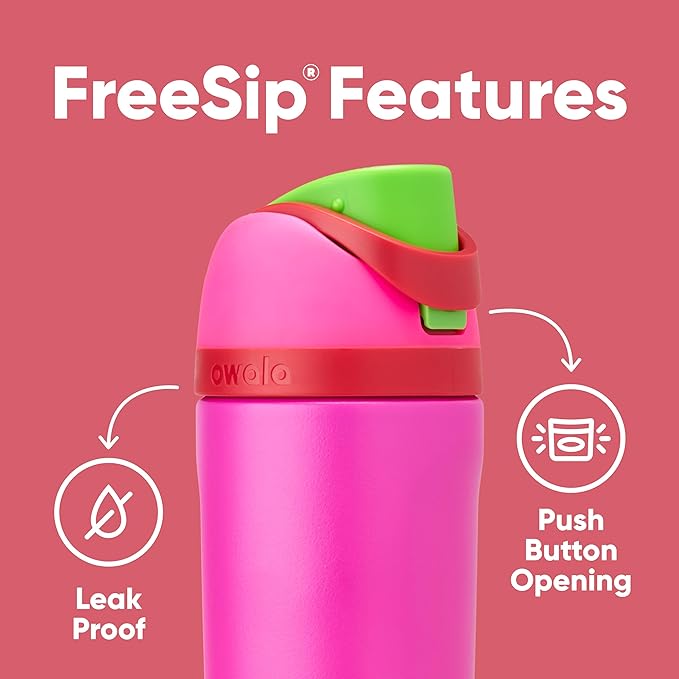 Owala Kids FreeSip Insulated Stainless Steel Water Bottle with Straw, BPA-Free Sports Water Bottle, Great for Travel, 16 oz, All the Berries