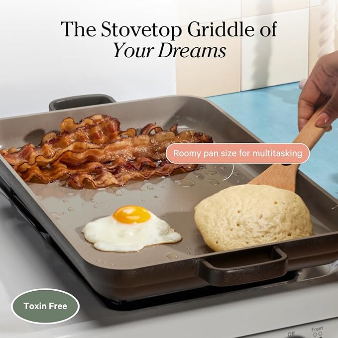 Our Place Griddle Pan - Versatile Nonstick Ceramic Sheet Pan & Stovetop Griddle | Toxin-Free, Dual-Use, with Ergonomic Handles | 5 Qt Capacity, Oven Safe up to 450°F | Blue Salt