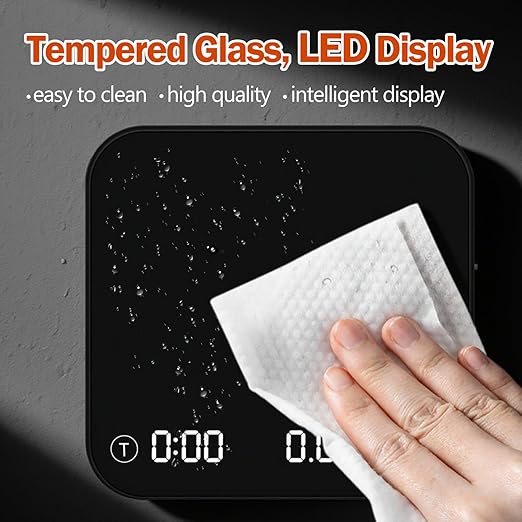 Mini Coffee Scale with Timer Automatic, 0.1g/2000g Rechargeable Precision Espresso Scale