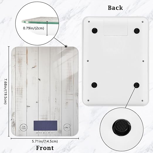 Digital Food Scale Vintage Rustic Wood – Fashion Design, 11lb/0.01oz, Tempered Glass, Kitchen Scales with LCD Display for Baking & Cooking, Batteries Not Included