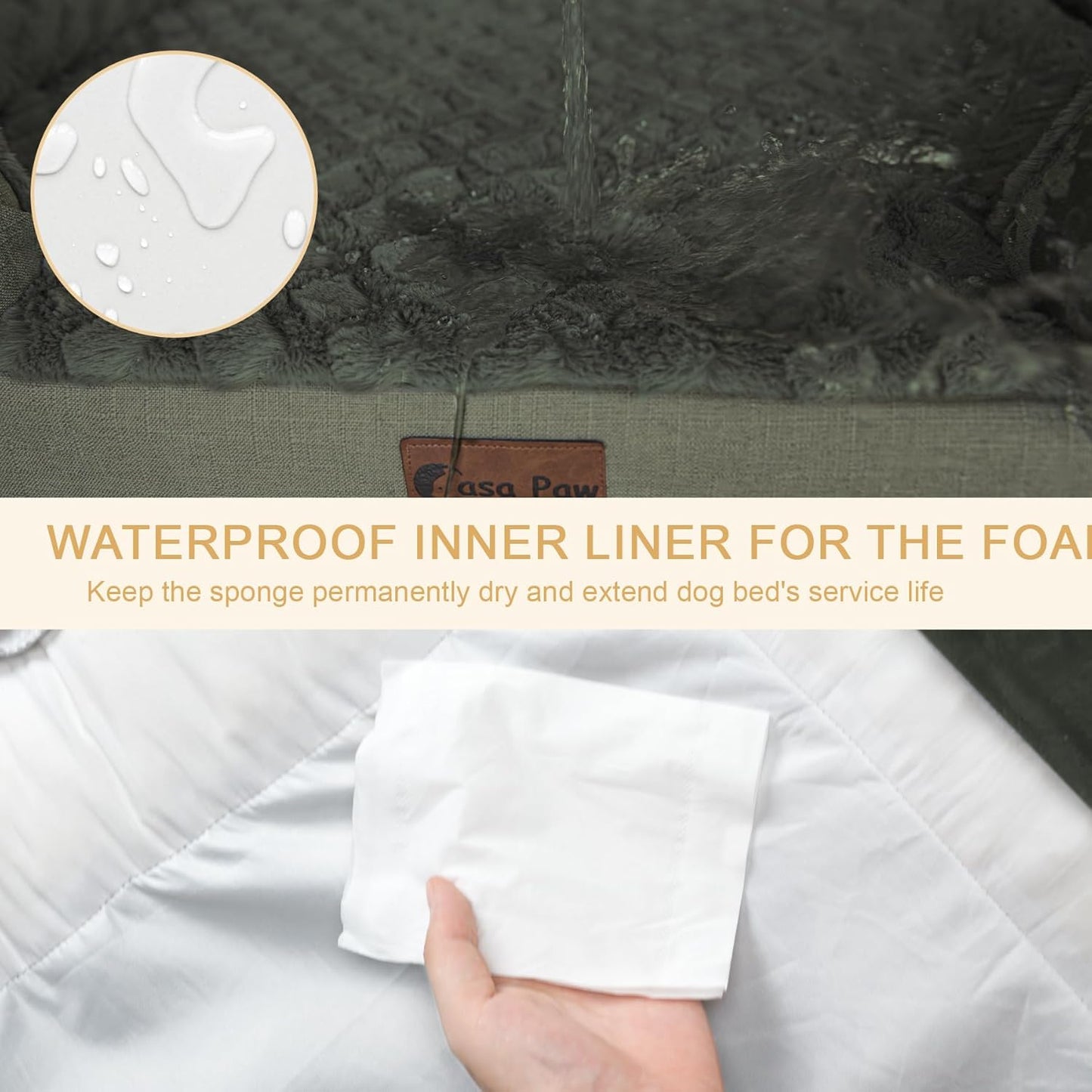 Orthopedic XL Dog Bed for Extra Large Dogs, Waterproof Memory Foam Dog Beds with Sides, Non-Slip Bottom and Egg-Crate Foam Big Dogs Beds with Removable Washable Cover(X-Large,Dark Green)