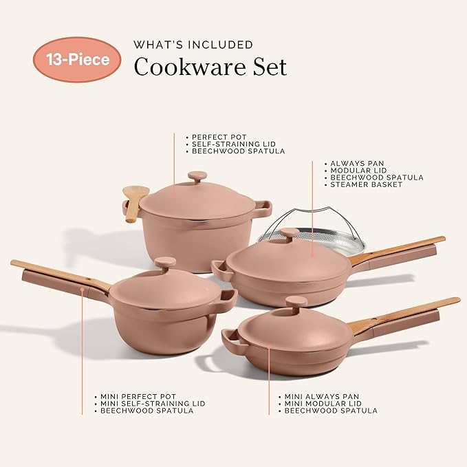 Our Place Cookware Set - 13-Piece Kit Including the Always Pan, Perfect Pot and Spatulas | Multifunctional, Toxin-Free Nonstick | Heat Safe up to 450°F | Oven, Stove, Induction Compatible | Spice