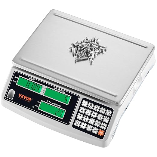 VEVOR Industrial Counting Scale, 30 kg x 1 g, Digital Scale for Parts and Coins, g/kg/lb Units, Electronic Gram Scale Inventory Piece Counting Scale Kitchen Jewelry Counting Scale with 3 LCD Screens