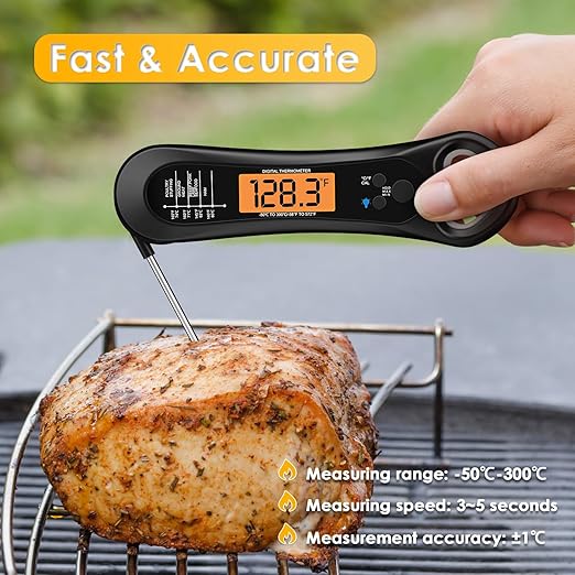 Instant Read Meat Thermometer Digital, Backlight & Calibration Food Thermometer, with Bottle Opener, for Grill and Cooking, Kitchen Gadgets for BBQ, Turkey, Candy, Liquids