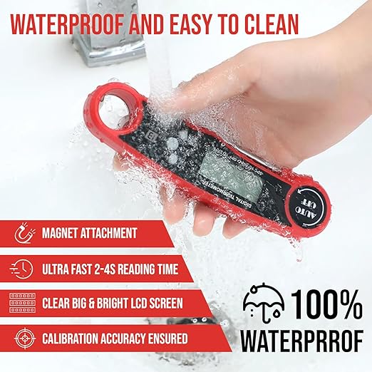 Meat Thermometer Digital, Instant Read Food Thermometer for Cooking, Grilling and Air Fryer, Kitchen Gadgets and BBQ Accessories, Digital Probe Thermometer for Grill, Griddle and More