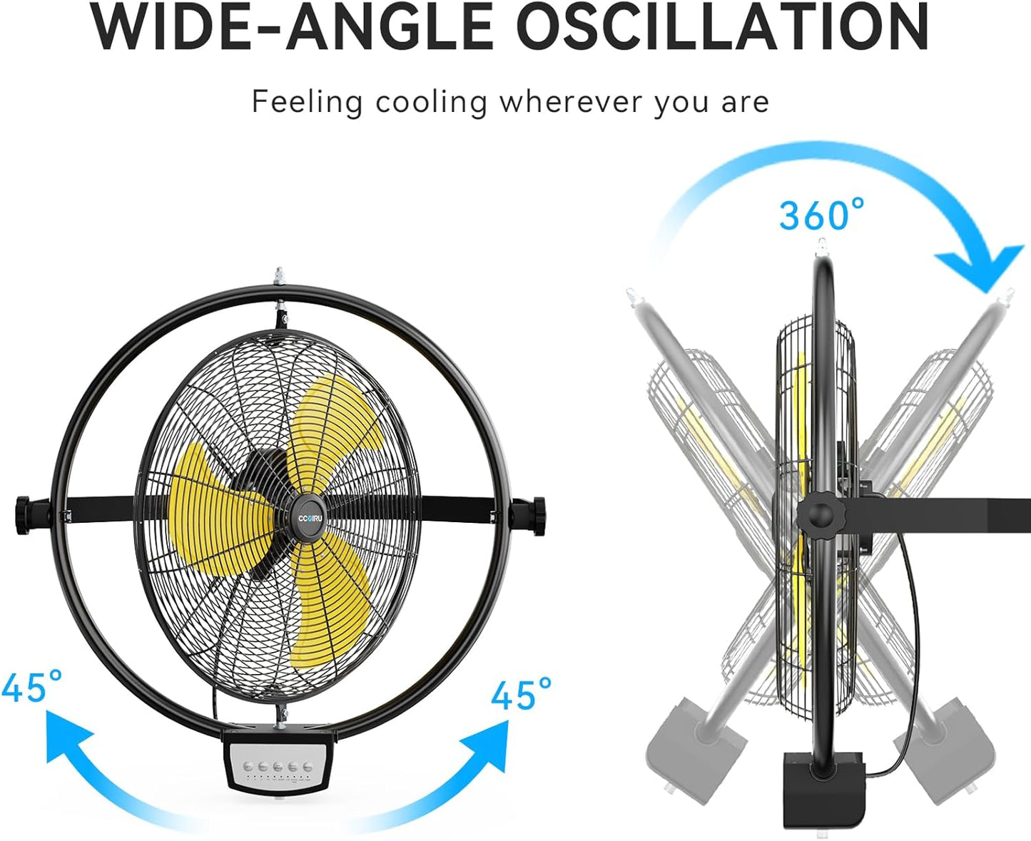5100 CFM 20" Remote Control Wall Mount Fans, High Velocity 3-Speed Professional Oscillating Wall Fan with Timer, Heavy Duty Industrial Wall Fans for Patio, Commercial, Gazebo, and Garage, UL Listed