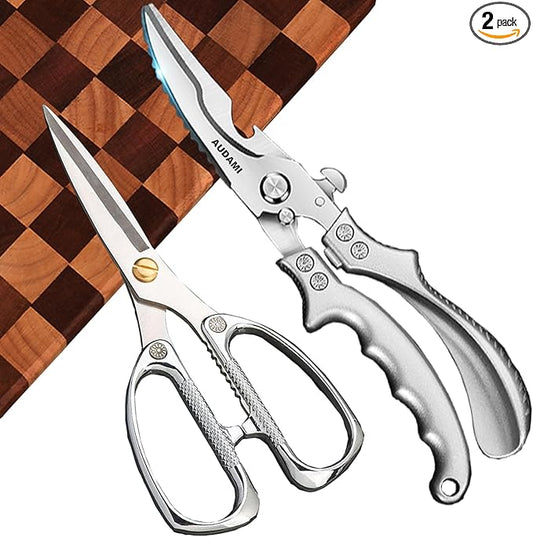 2 Pack Kitchen Shears,Heavy Duty Stainless Steel All-Purpose Poultry Meat Scissors for Cooking-Dishwasher Safe