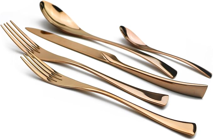 20-Piece 18/10 Stainless Steel Rose Gold Flatware Set, Serive for 4