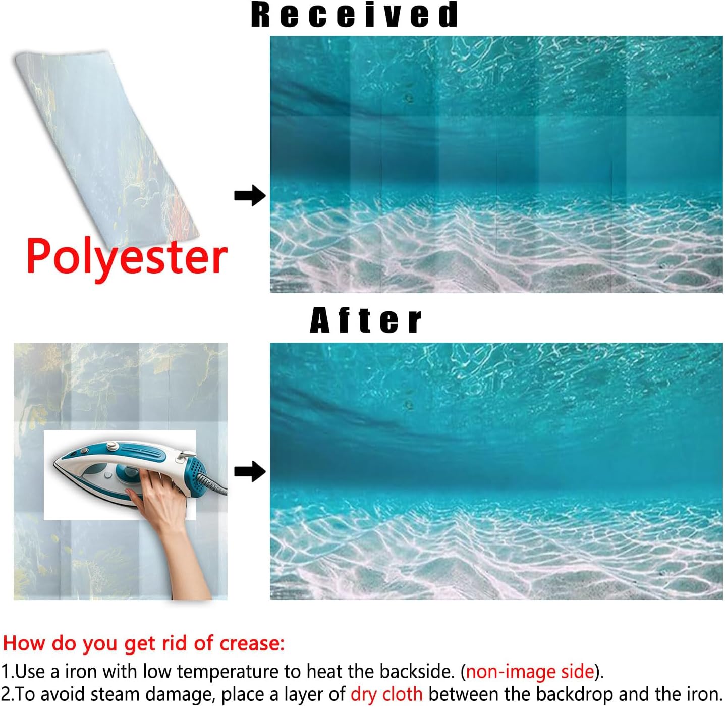 24X12IN Natural Undersea Aquarium Background, Undersea Beach Fish Tank Background, with 8 EVA Double-Sided Tape