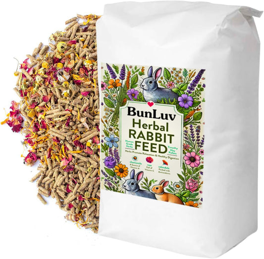 Pampered Chicken Mama Herbal Rabbit Feed 25 LB Bag: Premium Rabbit Food Made with Timothy Hay & Organic Herbs