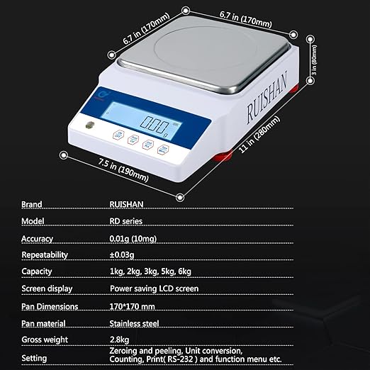 Lab Balance Scale 3000gx0.01g High Precision Electronic Digital Analytical Balance Gram Scale .01g Accuracy Gn DWT GSM Unit Laboratory Kitchen Jewelry Scientific Gold Industrial Postal Scales