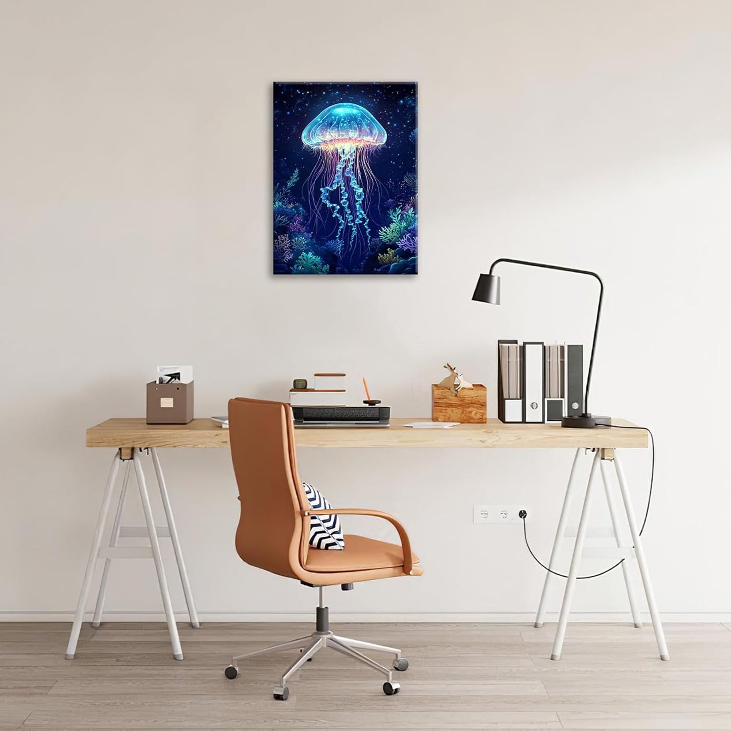 Ocean Jellyfish Wall Art Canvas Coral Fish Wall Decor Prints Framed Painting Underwater Pictures Gifts Artwork for Bathroom Living Dining 12"x16"