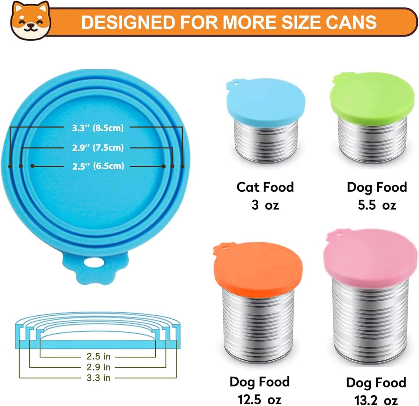 3 Pack Pet Food Can Covers, Silicone Universal Can Lids for Dog & Cat Food, BPA Free, One Fit Most Standard Size Can Lids Top Blue/Green/Teal