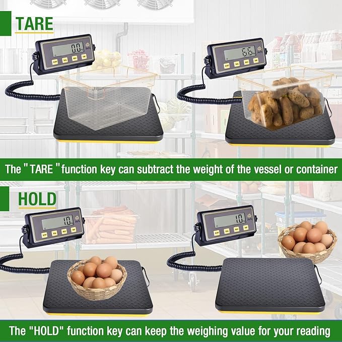 150lbs Commercial Scale Digital Receiving Scale with Anti-Slip Aluminum Platform, High Accuracy Food Scale with Hold/Tare/Auto-Off, Kitchen Scale with LCD Display for Restaurant/Cater