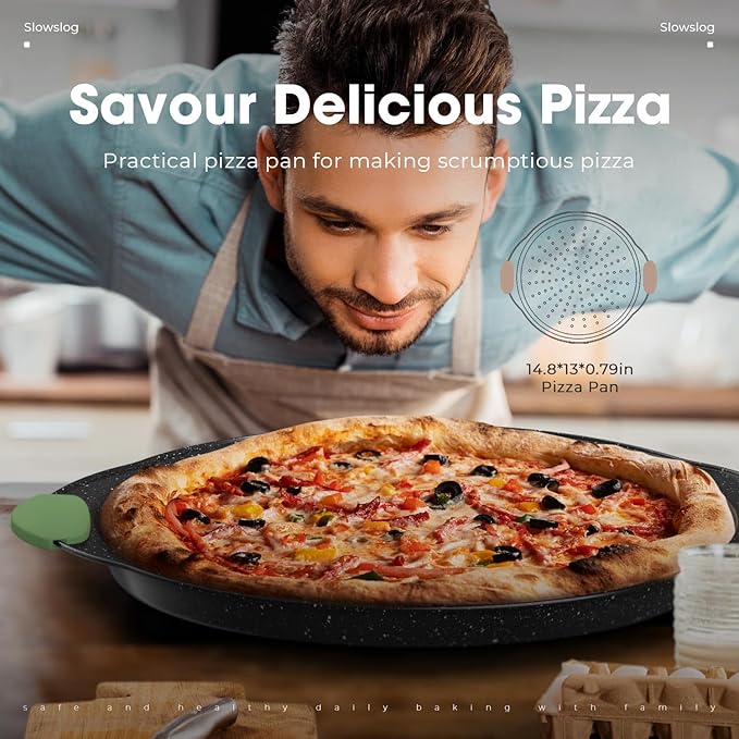 11-Piece Nonstick Bakeware Set, Stackable & Oven-Safe Kitchen Baking Pans with Silicone Handles - Includes Cookie Sheet, Cake Pan, Muffin Tin, Pizza Stone & Bread Loaf Pan, Dark Green&Black