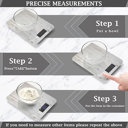 Digital Food Scale Vintage Rustic Wood – Fashion Design, 11lb/0.01oz, Tempered Glass, Kitchen Scales with LCD Display for Baking & Cooking, Batteries Not Included